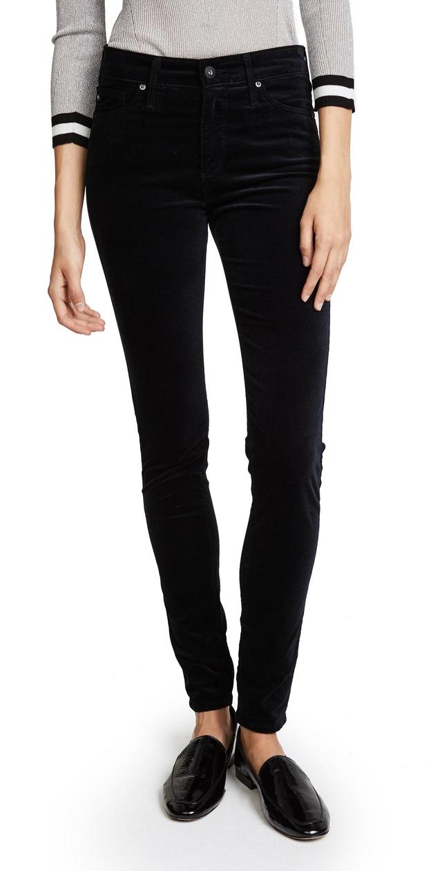 Womens Farrah High-Rise Velvet Skinny Pants - Black - Size 24 Product Image