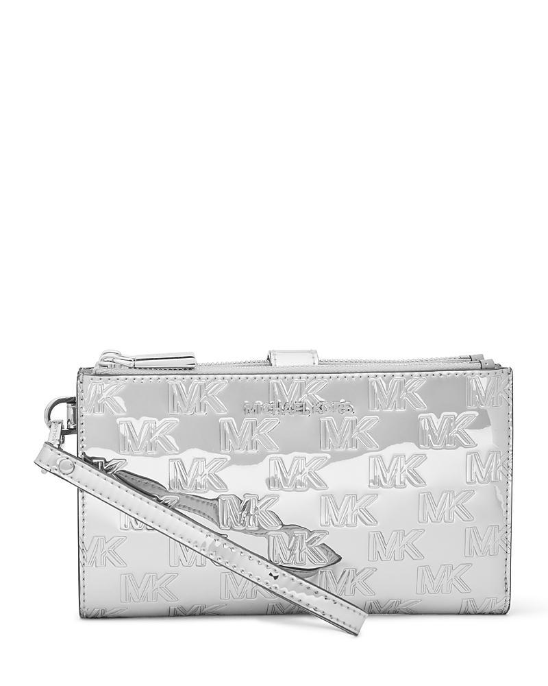 MICHAEL KORS Michael  Jet Set Double Zip Wristlet In Silver Product Image