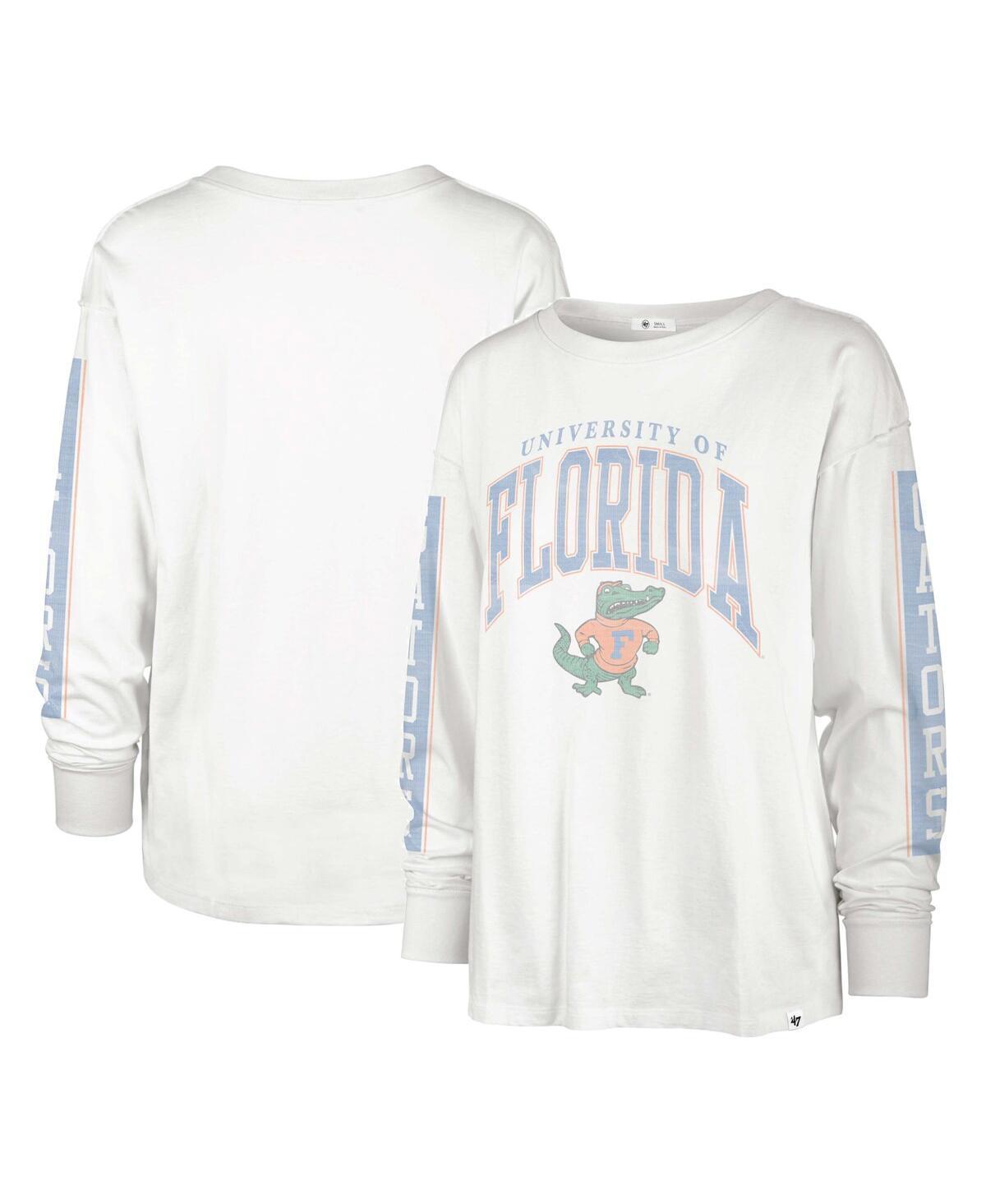 Womens 47 Brand White Distressed Florida Gators Statement Soa 3-Hit Long Sleeve T-shirt Product Image