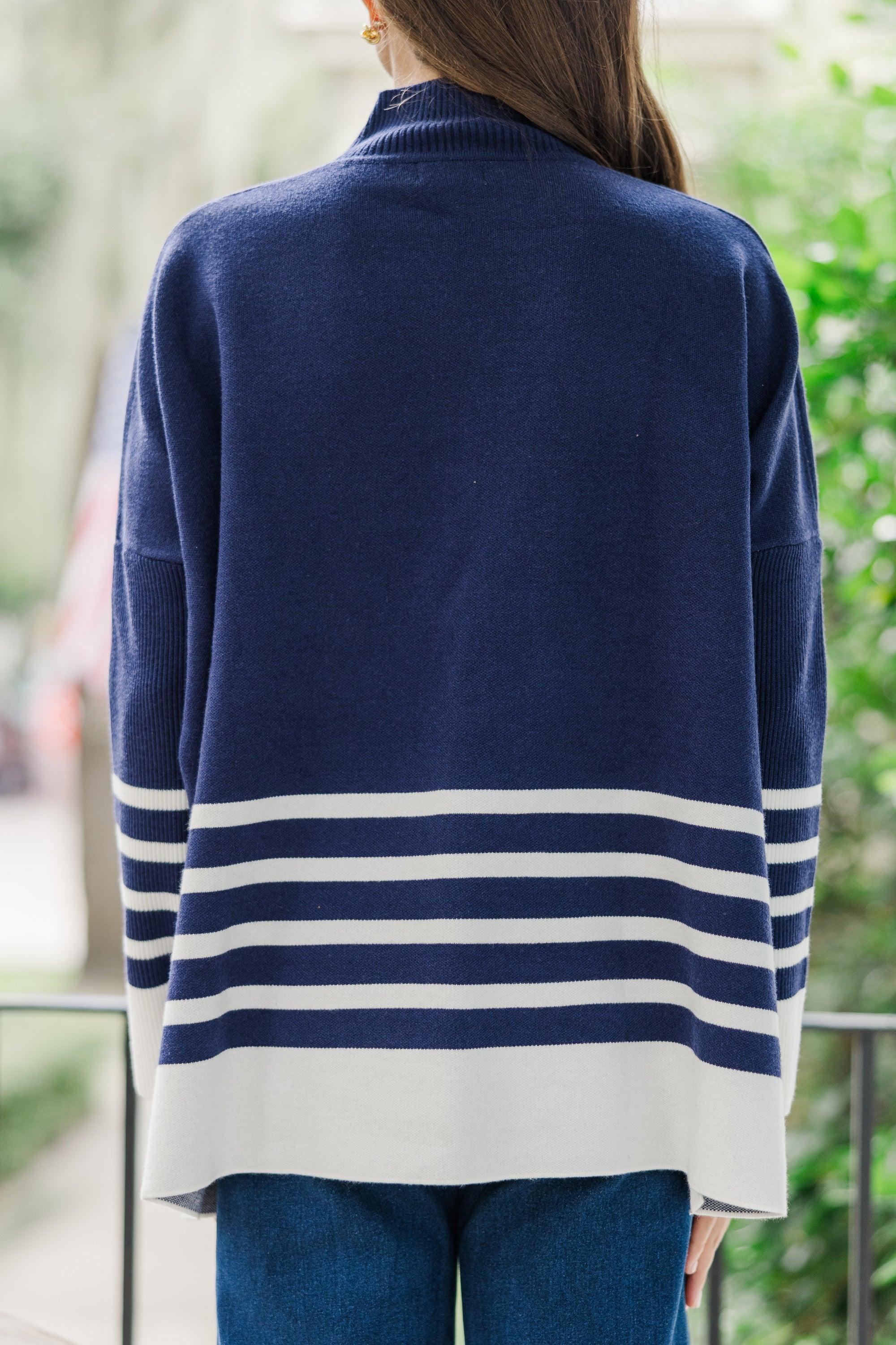 Maine Attraction Navy Blue Striped Sweater Female Product Image