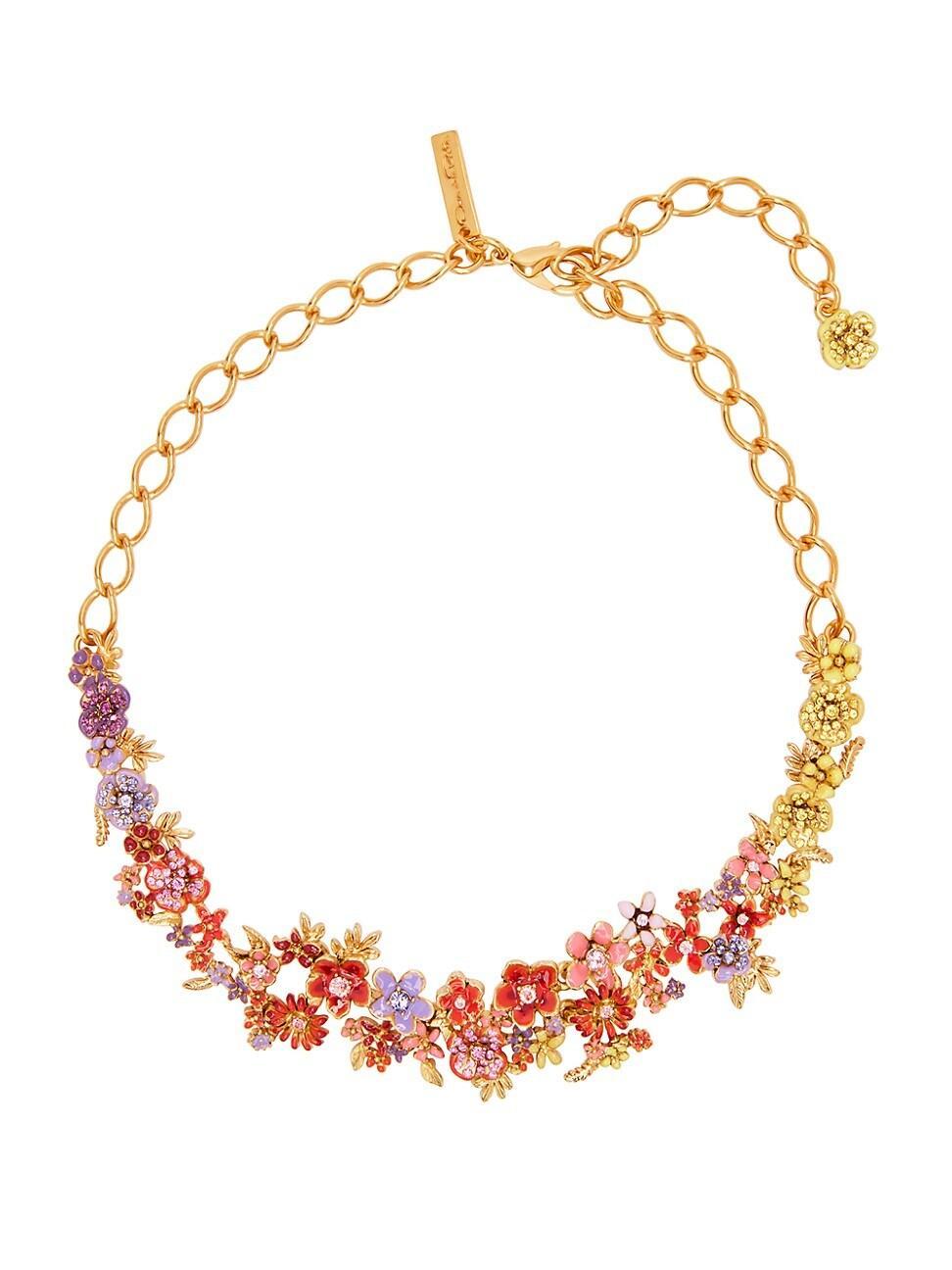 Womens Goldtone, Enamel & Glass Crystal Flower Collar Necklace Product Image