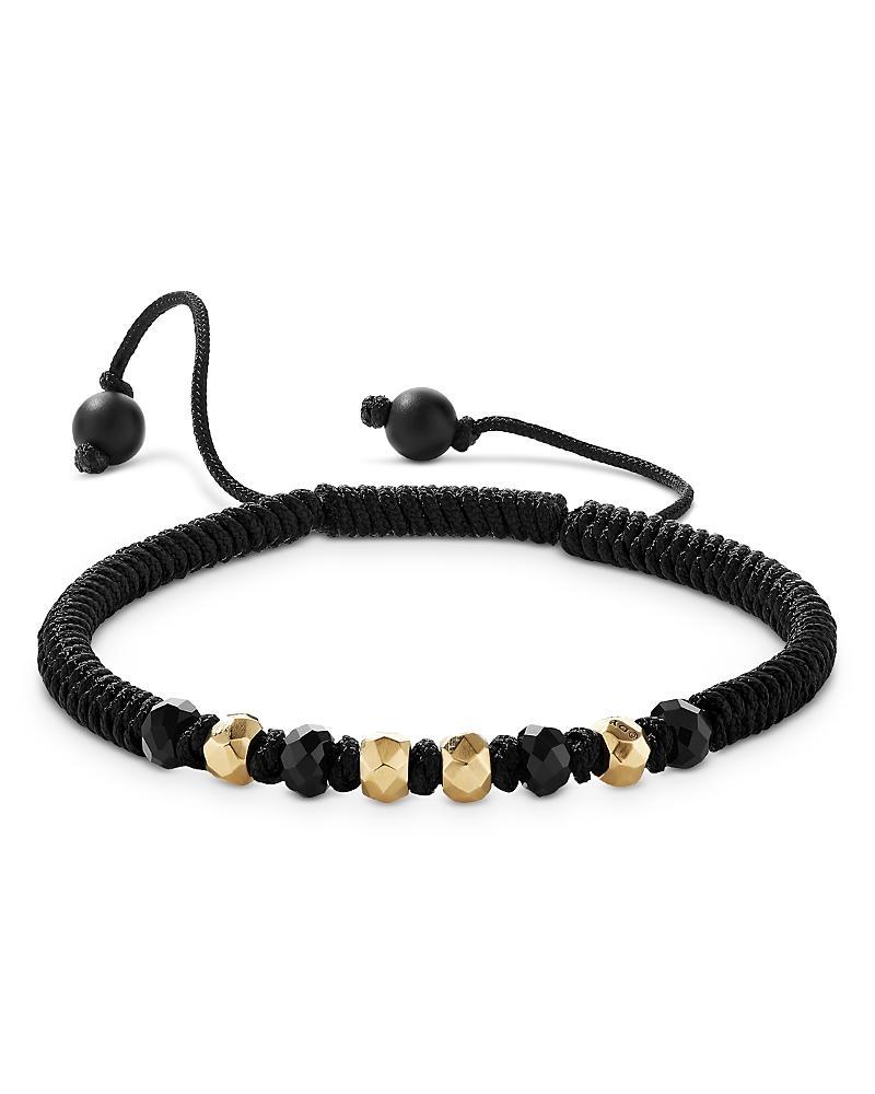 Mens Fortune Woven Black Nylon Bracelet with Black Onyx and 18K Yellow Gold Product Image