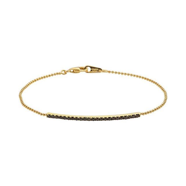 Sophie Miller 14k Gold Over Silver Black Cubic Zirconia Bar Link Bracelet, Womens Product Image