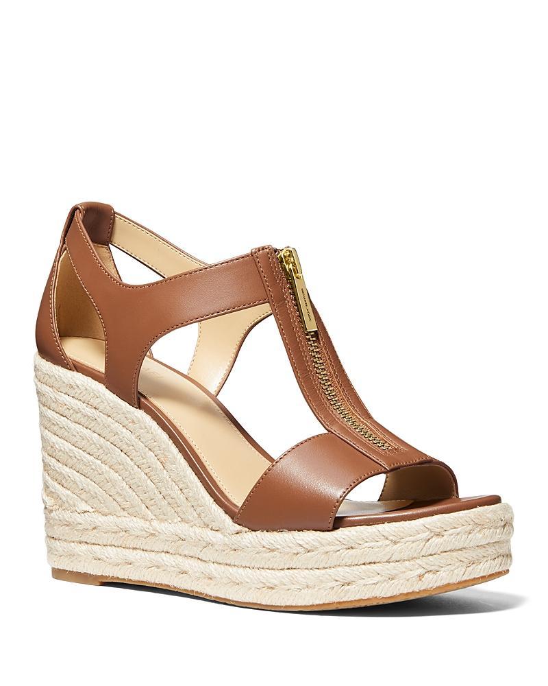 Michael Michael Kors Womens Berkley Front Zip Espadrille Wedge Heel Platform Sandals Product Image