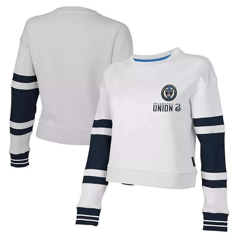 Womens Stadium Essentials White Philadelphia Union Scrimmage Cropped Pullover Sweatshirt Product Image