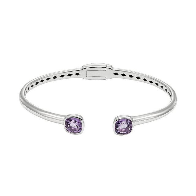 Amethyst Sterling Silver Hinged Cuff Bracelet, Womens Purple Product Image