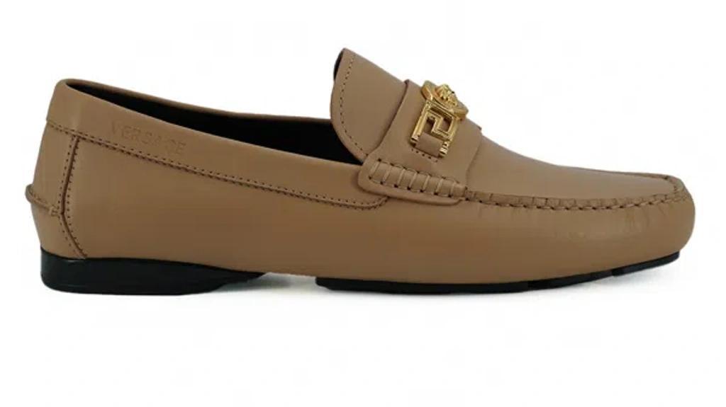 VERSACE Beige Calf Leather Loafers Shoes Product Image