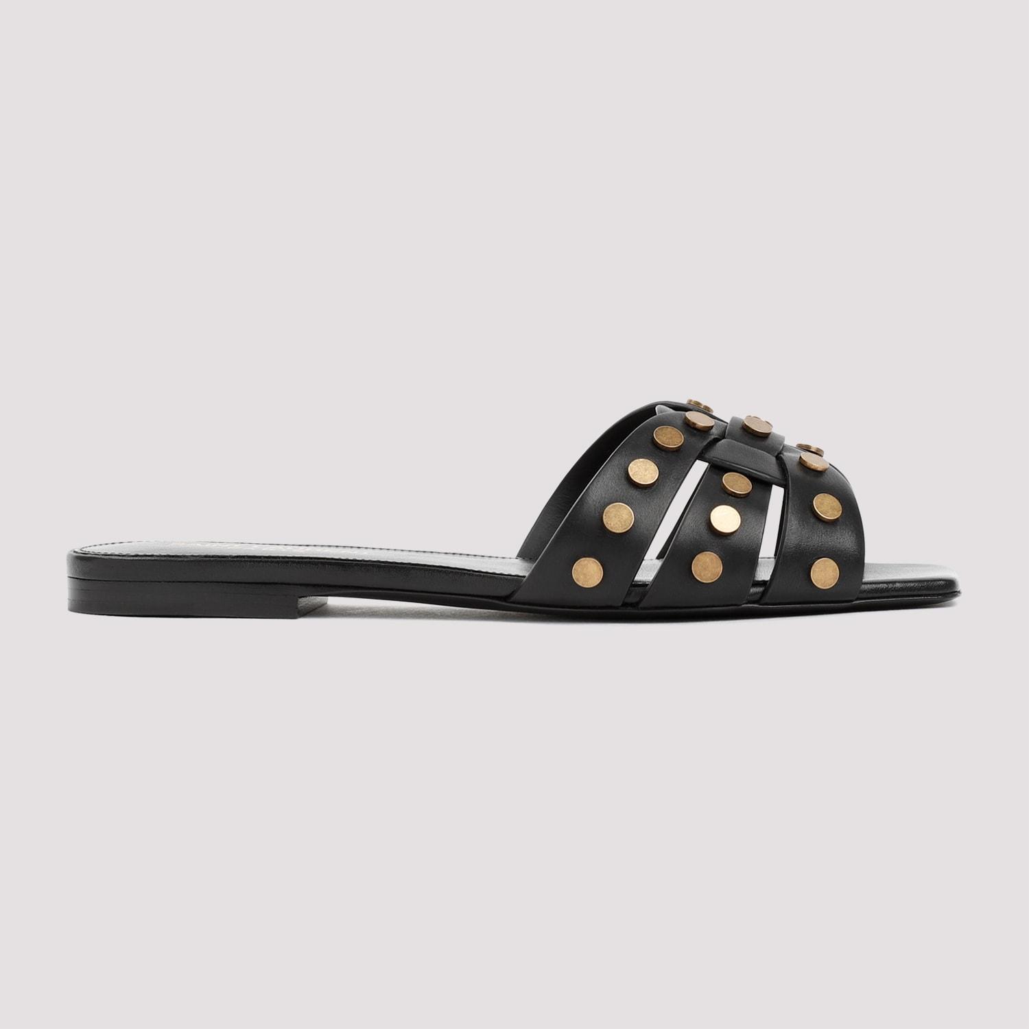 SAINT LAURENT Leather Tribute Sandals In Black Product Image