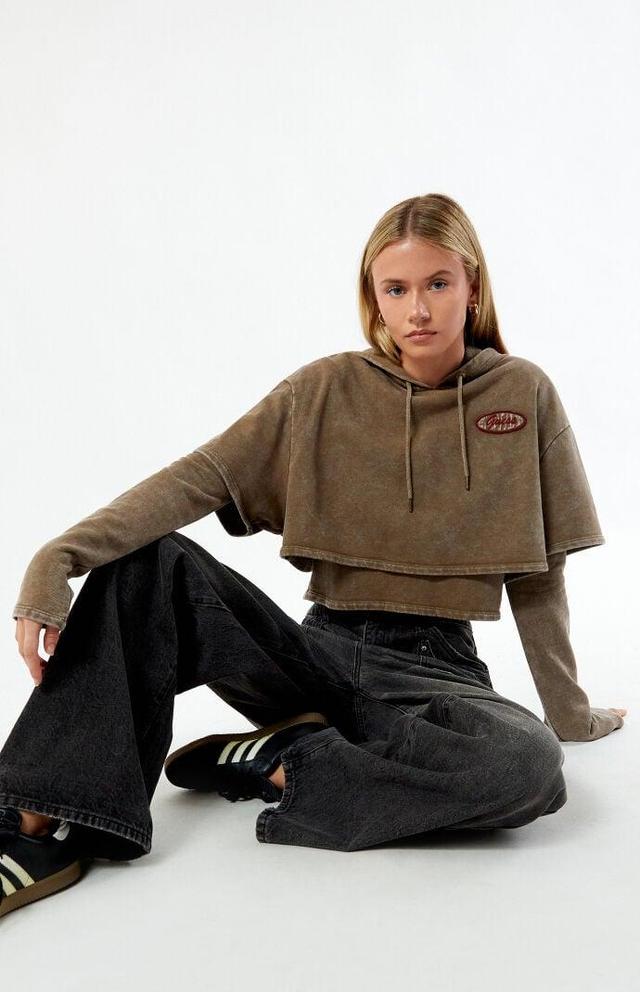 GUESS Originals Women's Vintage Layered Cropped Hoodie Product Image