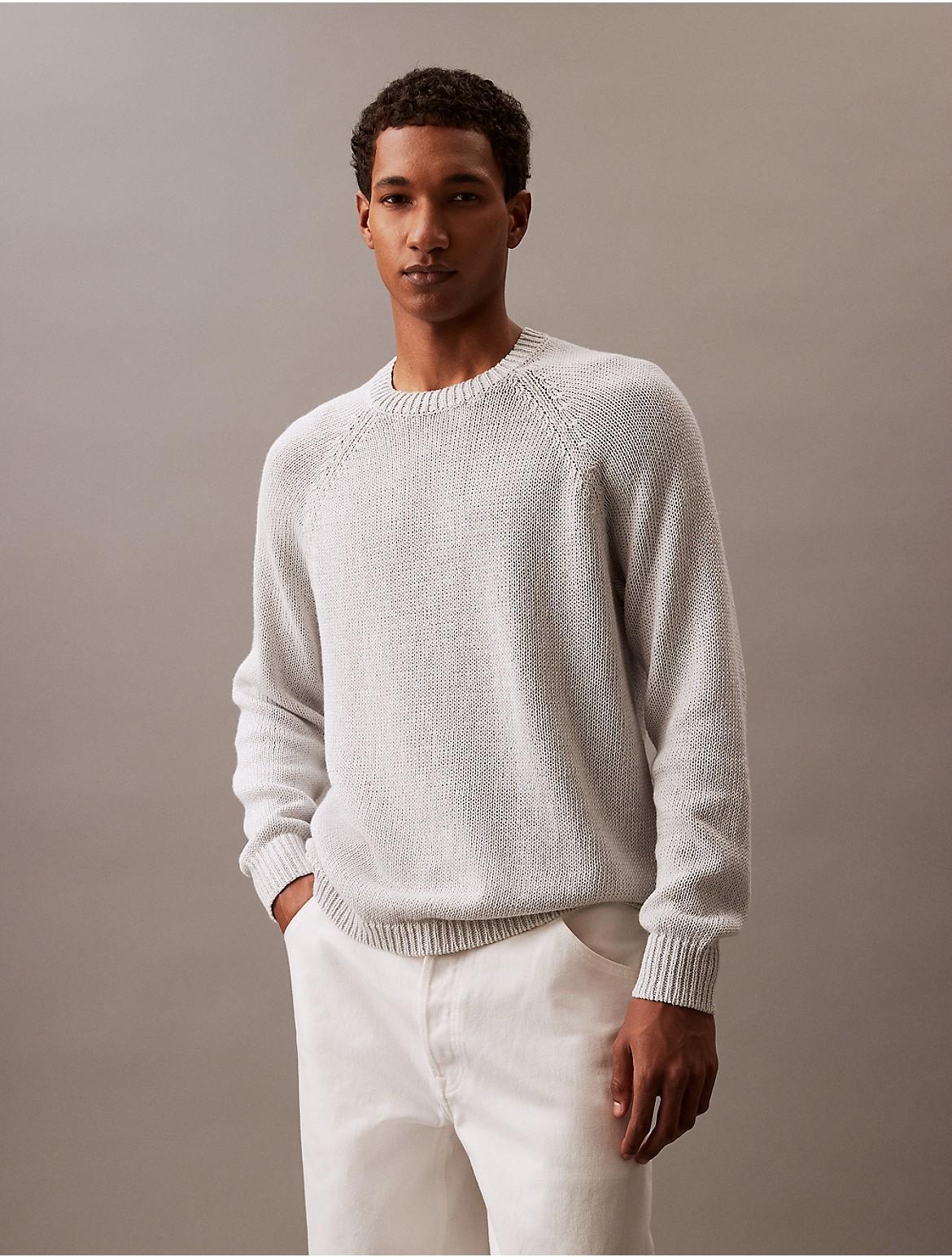 Calvin Klein Mens Open Weave Crewneck Sweater - Grey - XXL Product Image