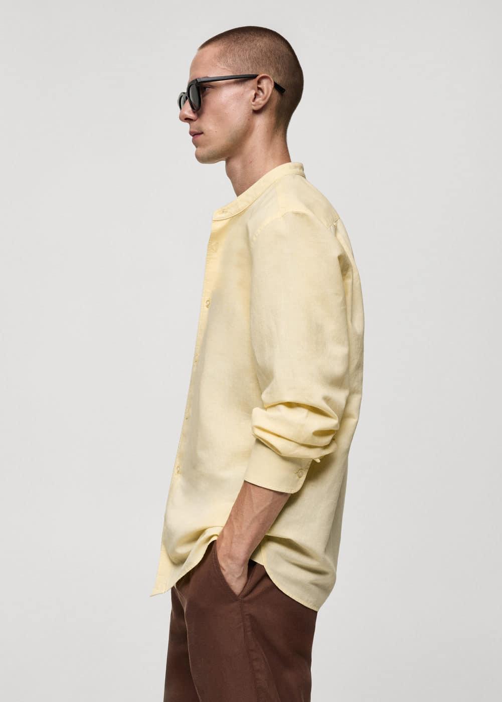 MANGO MAN - Classic-fit linen-blend shirt yellowMen Product Image