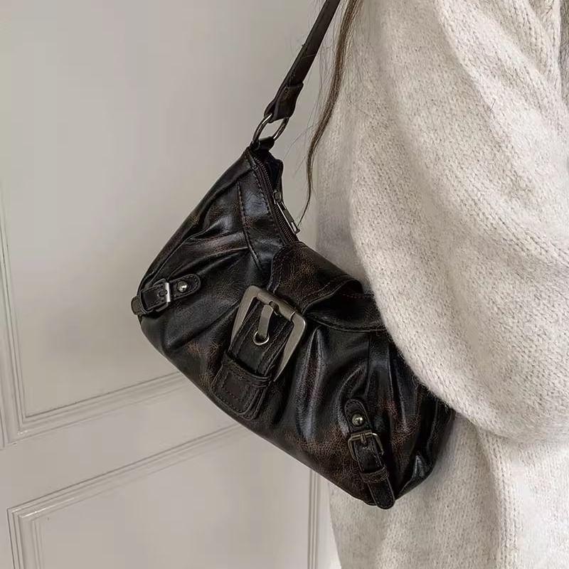 Buckled Faux Leather Shoulder Bag Product Image