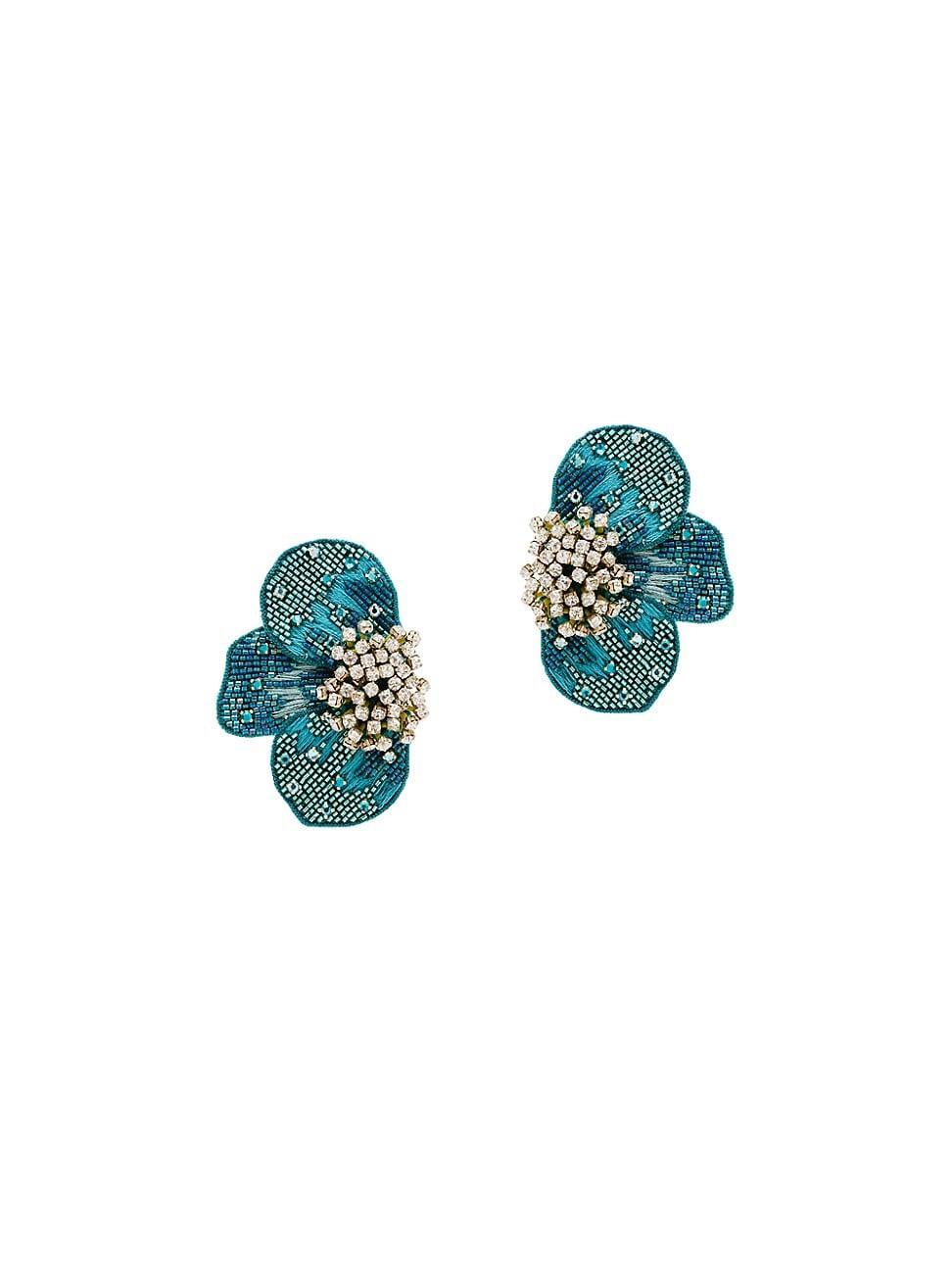 Womens Gertie 14K-Gold-Plated & Mixed-Media Flower Stud Earrings Product Image