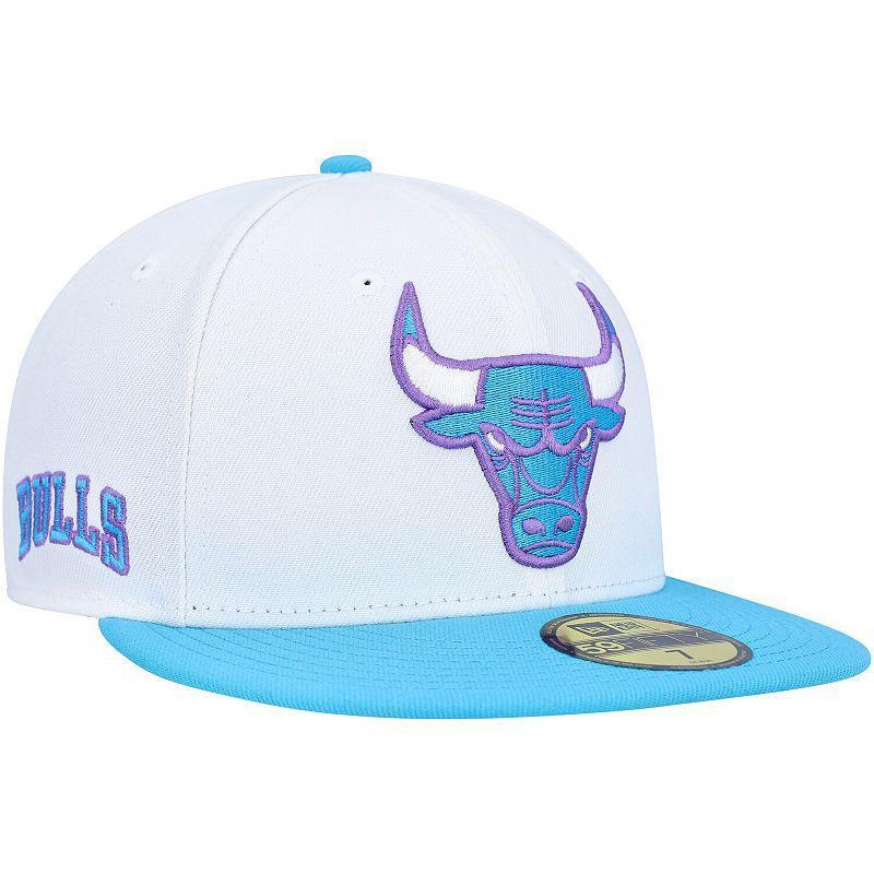 Mens New Era White Chicago Bulls Vice Blue Side Patch 59FIFTY Fitted Hat Product Image