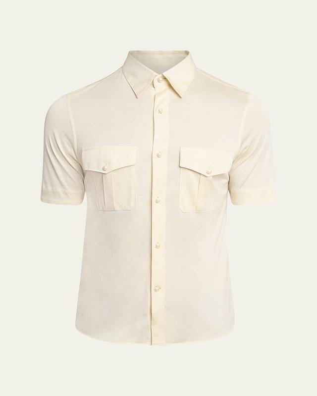 Mens Silk Pearly-Button Military Shirt Product Image