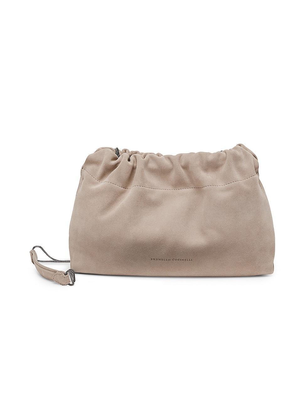 Womens Suede Soft Bag With Precious Chain Product Image