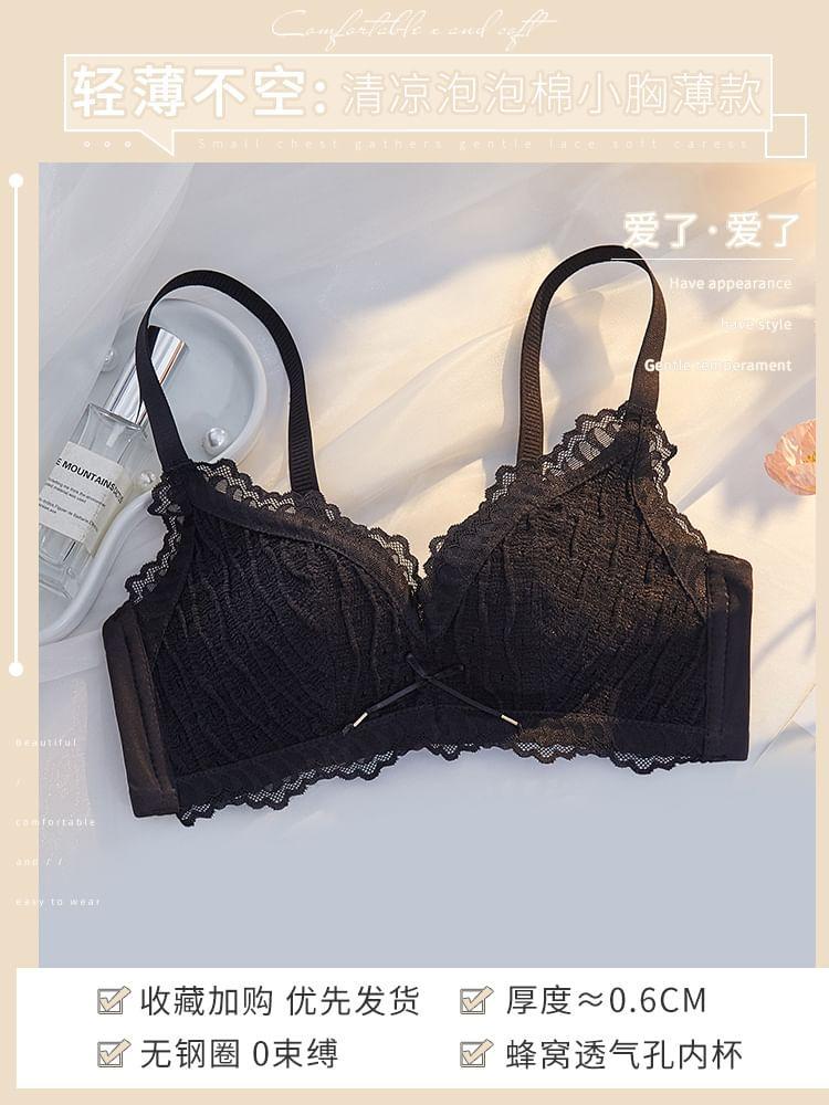 Bow Lace Wireless Push Up Bra / Panty / Set Product Image