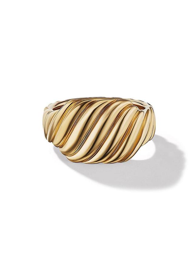 Womens Sculpted Cable Contour Ring In 18K Yellow Gold, 12.5mm Product Image