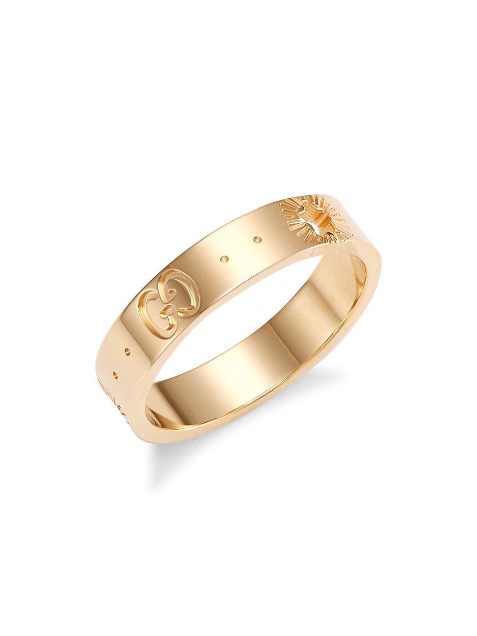 Mens Unisex 18K Yellow Gold Icon Ring With Star Details Product Image