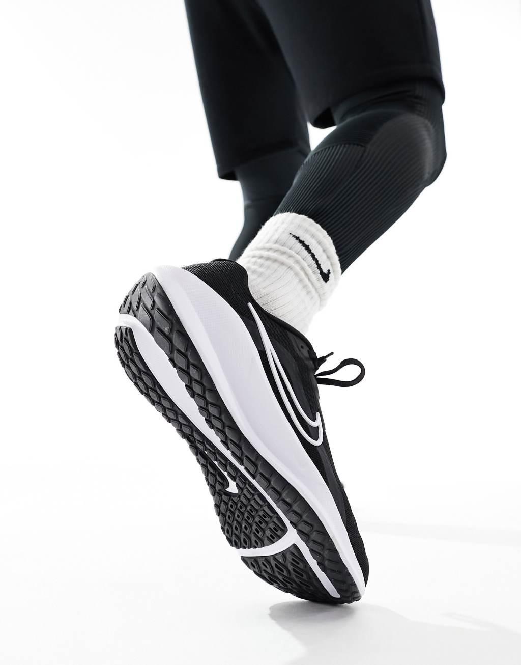 Nike Running Downshifter 13 sneakers in black and white Product Image