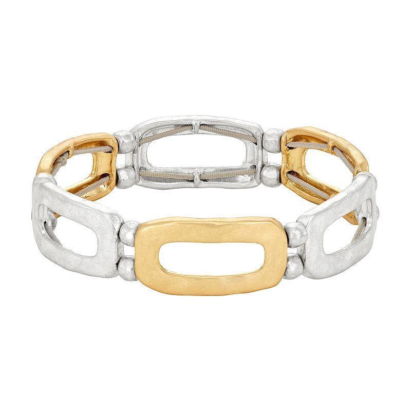 Bella Uno Two-Tone Rectangle Stretch Bracelet, Womens Two Tone Product Image