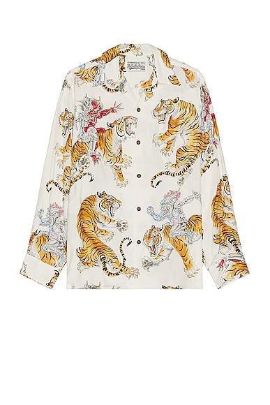 WACKO MARIA Tim Lehi Hawaiian Long Sleeve Shirt White. (also in L, M). Product Image