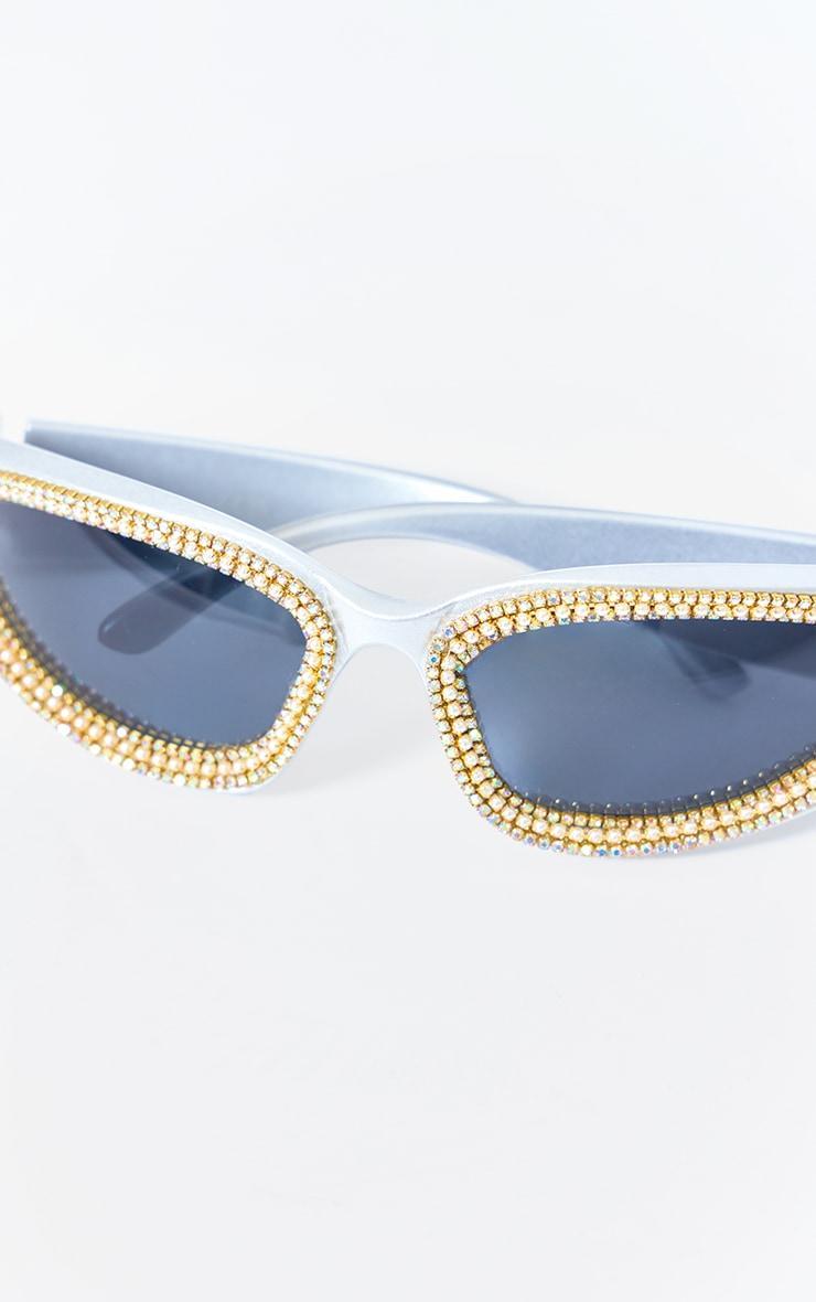 Silver Diamante Sporty Visor Sunglasses Product Image