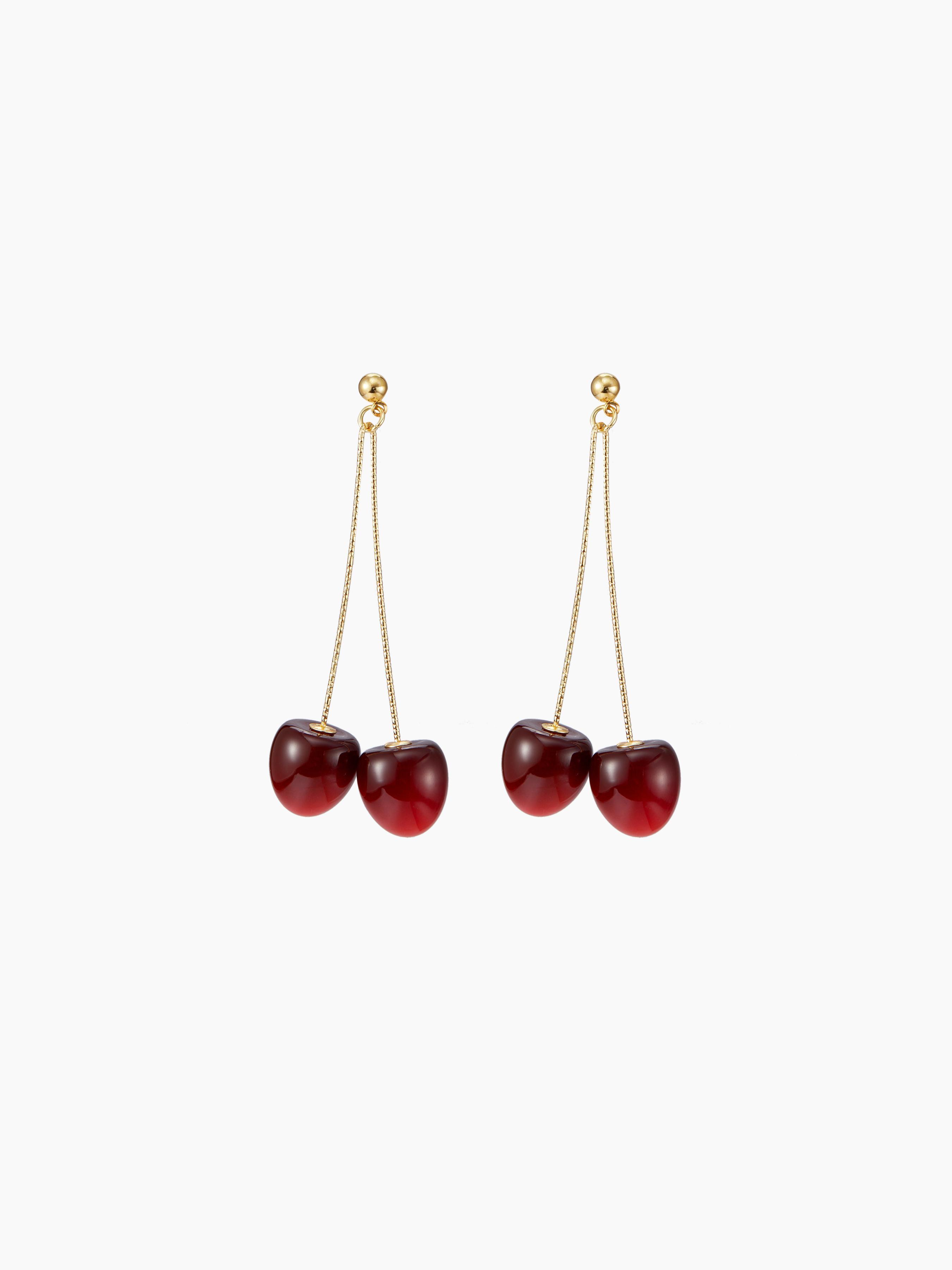 DOUBLE CHERRY  DROP EARRINGS Product Image