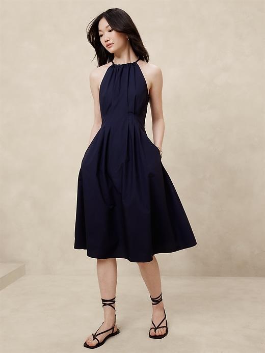 Poplin Halter Midi Dress Product Image