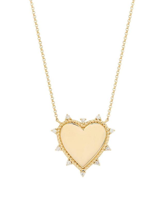 Womens 14K Yellow Gold & 0.15 TCW Diamond Heart Pendant Necklace Product Image