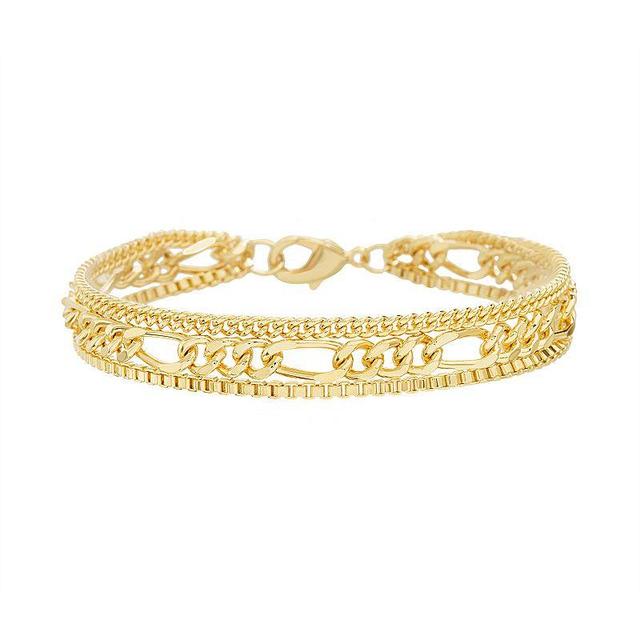 Paige Harper 14k Gold Over Recycled Brass Triple Chain Bracelet, Womens Gold Tone Product Image