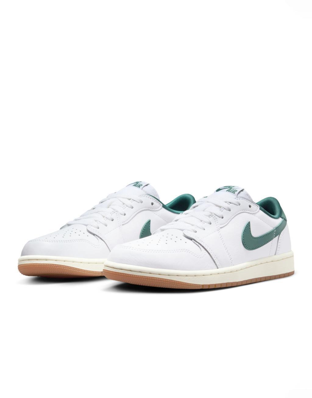 Nike Air Jordan 1 low sneakers in white and green  Product Image