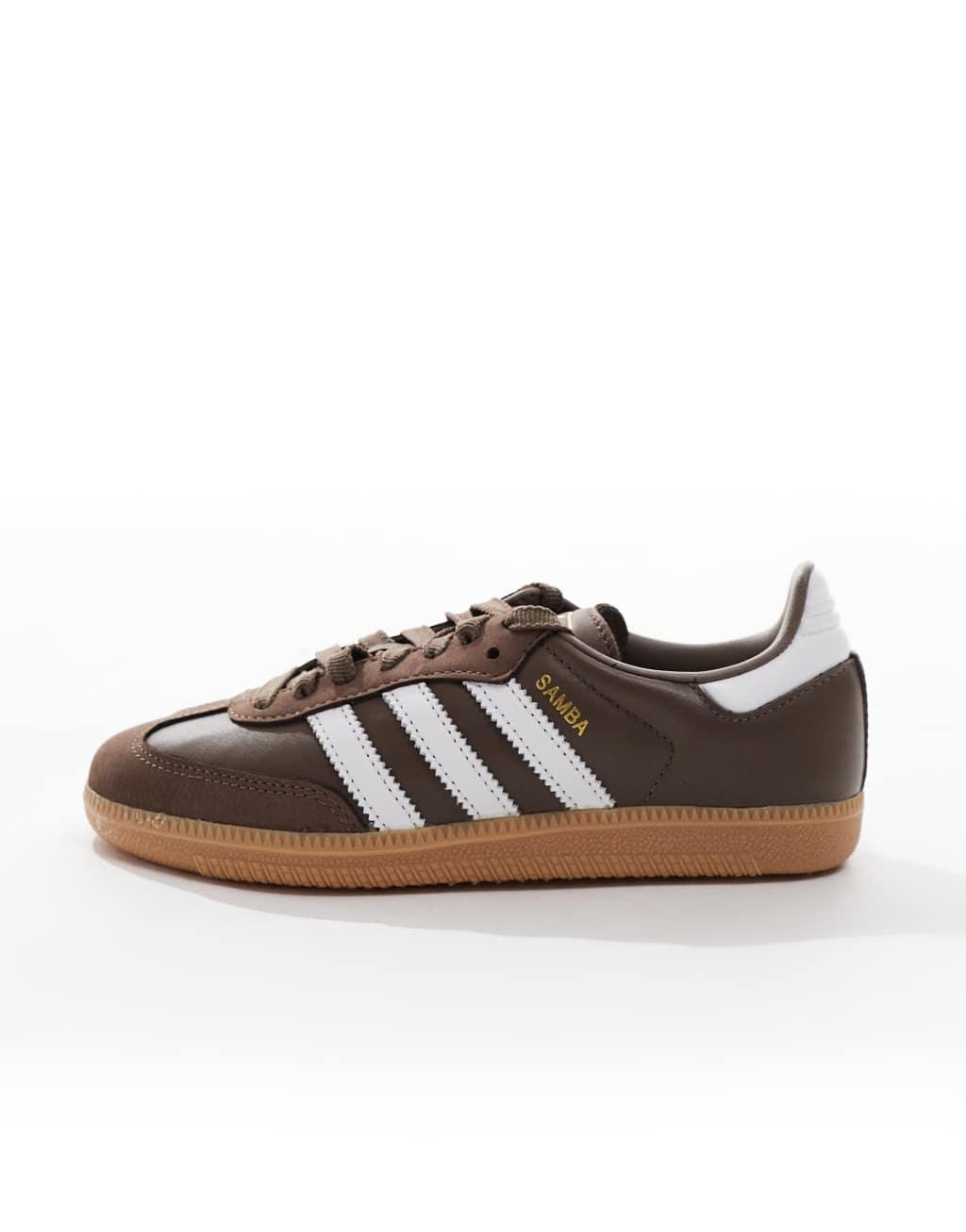 adidas Originals Samba OG sneakers in brown and white Product Image