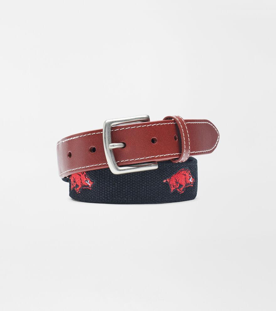 Peter Millar Mens University of Arkansas Belt | Color: Black | Size: 34 Product Image