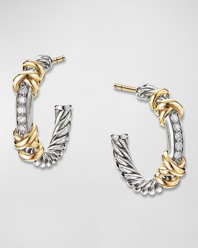 Womens Petite Helena Wrap Hoop Earrings with 18K Yellow Gold and Pav Diamonds Product Image