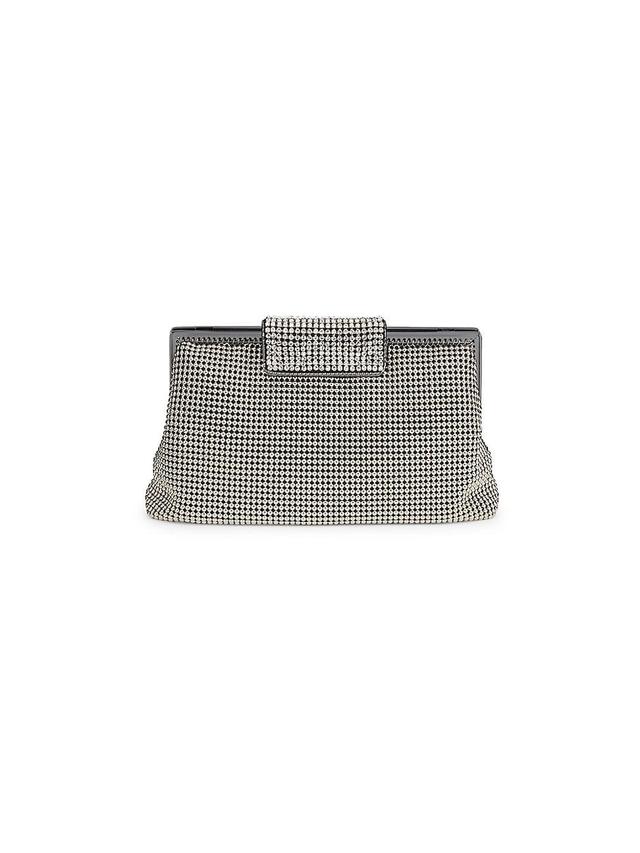 Womens Crystal Clasp Metal Mesh Clutch Product Image