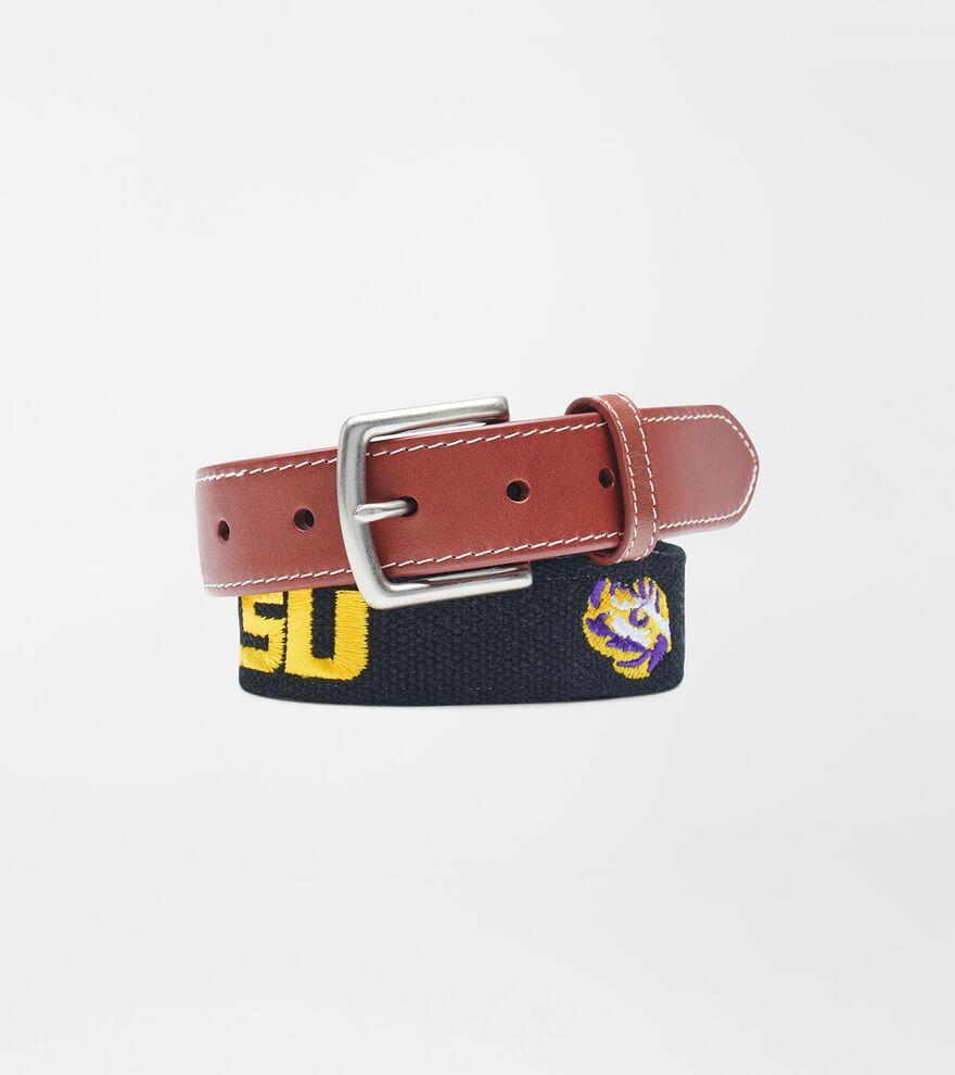 Peter Millar Mens LSU Belt | Color: Black | Size: 32 Product Image