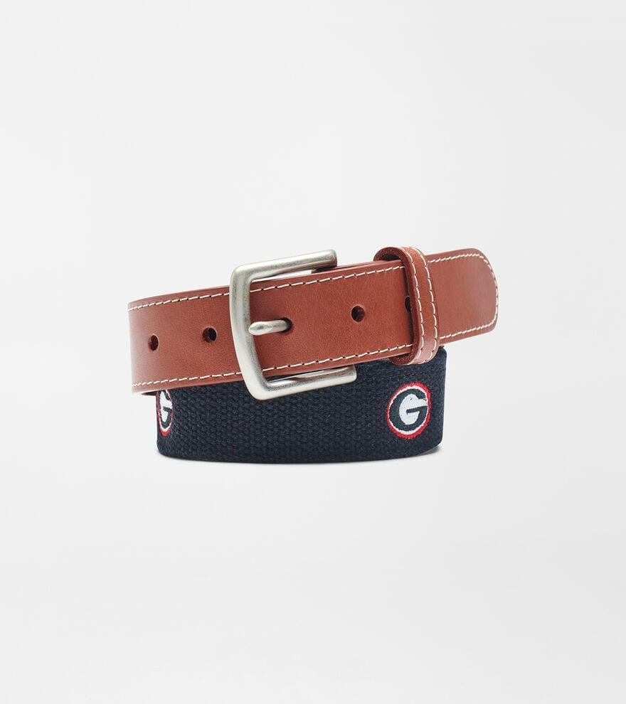 Peter Millar Mens Georgia G Logo Belt | Color: Black | Size: 34 | UGA Product Image