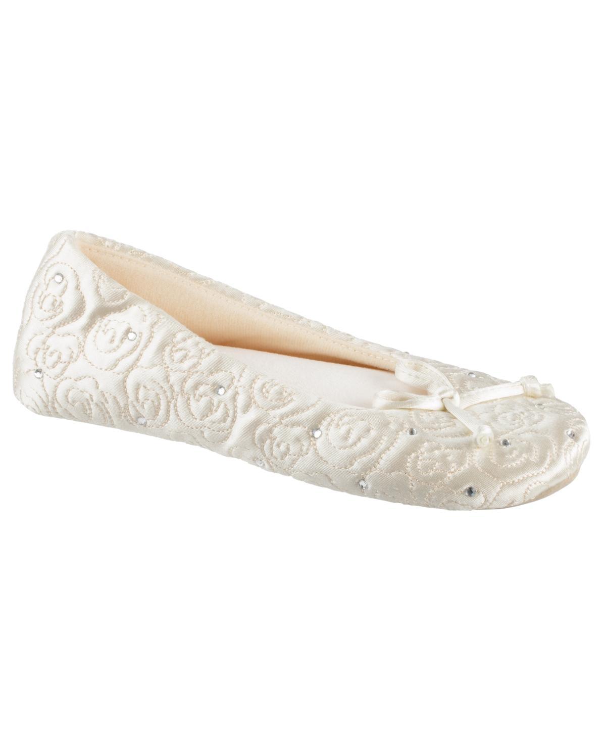 Isotoner Womens Satin with Rhinestones Ballerina Slipper, Online Only Product Image