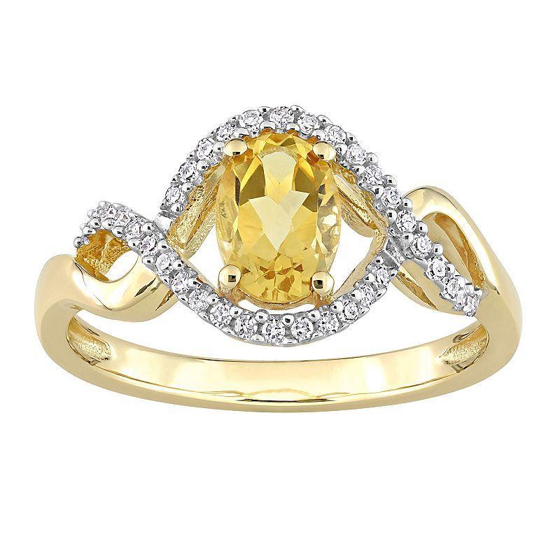 Stella Grace 10k Gold Citrine & 1/6 Carat T.W. Diamond Halo Engagement Ring, Womens Product Image