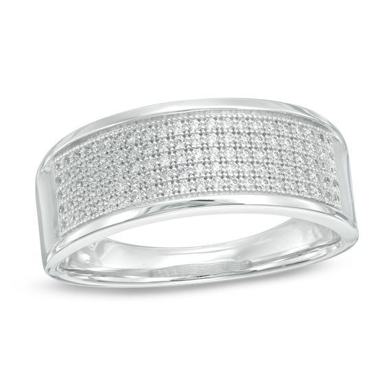 Men's 1/3 CT. T.w. Diamond Multi-Row Band in Sterling Silver Product Image