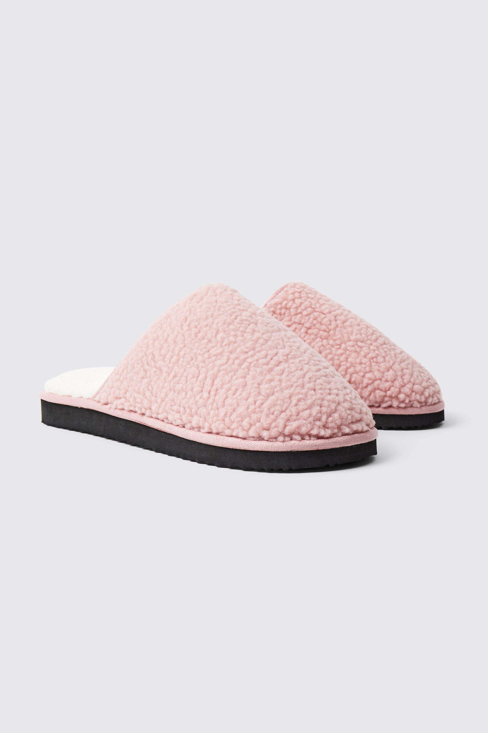 Borg Closed Toe Slipper | boohooMAN USA Product Image