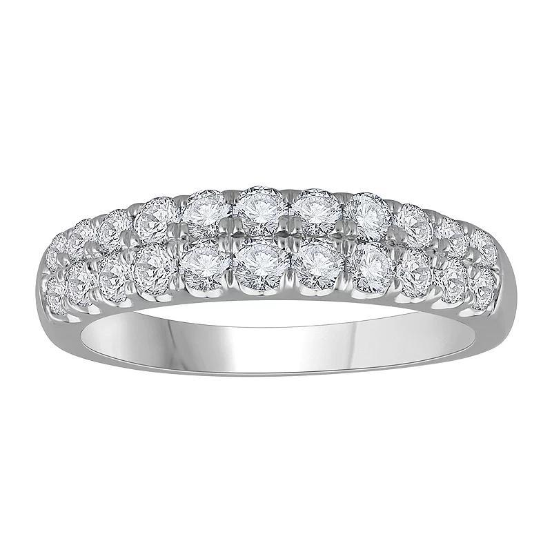 Diamond Medley 14k White Gold 1 Carat T.W. Lab-Grown Diamond Double-Row Anniversary Ring, Womens 14k Whgold Product Image