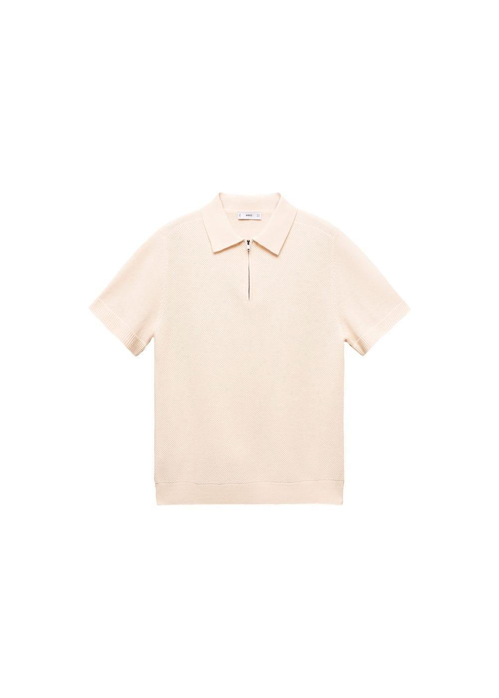 MANGO MAN - Cotton-knit polo shirt with zipper ecruMen Product Image