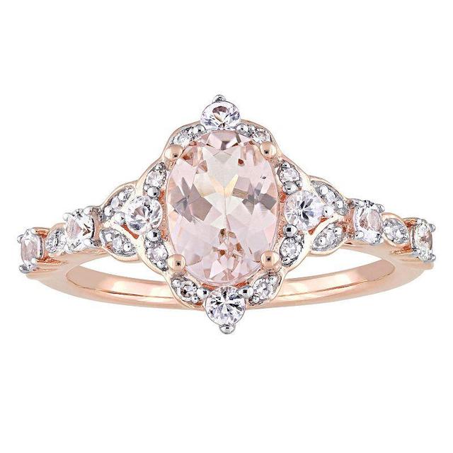 Stella Grace 10k Rose Gold Morganite, White Sapphire & Diamond Accent Vintage Halo Ring, Womens Product Image