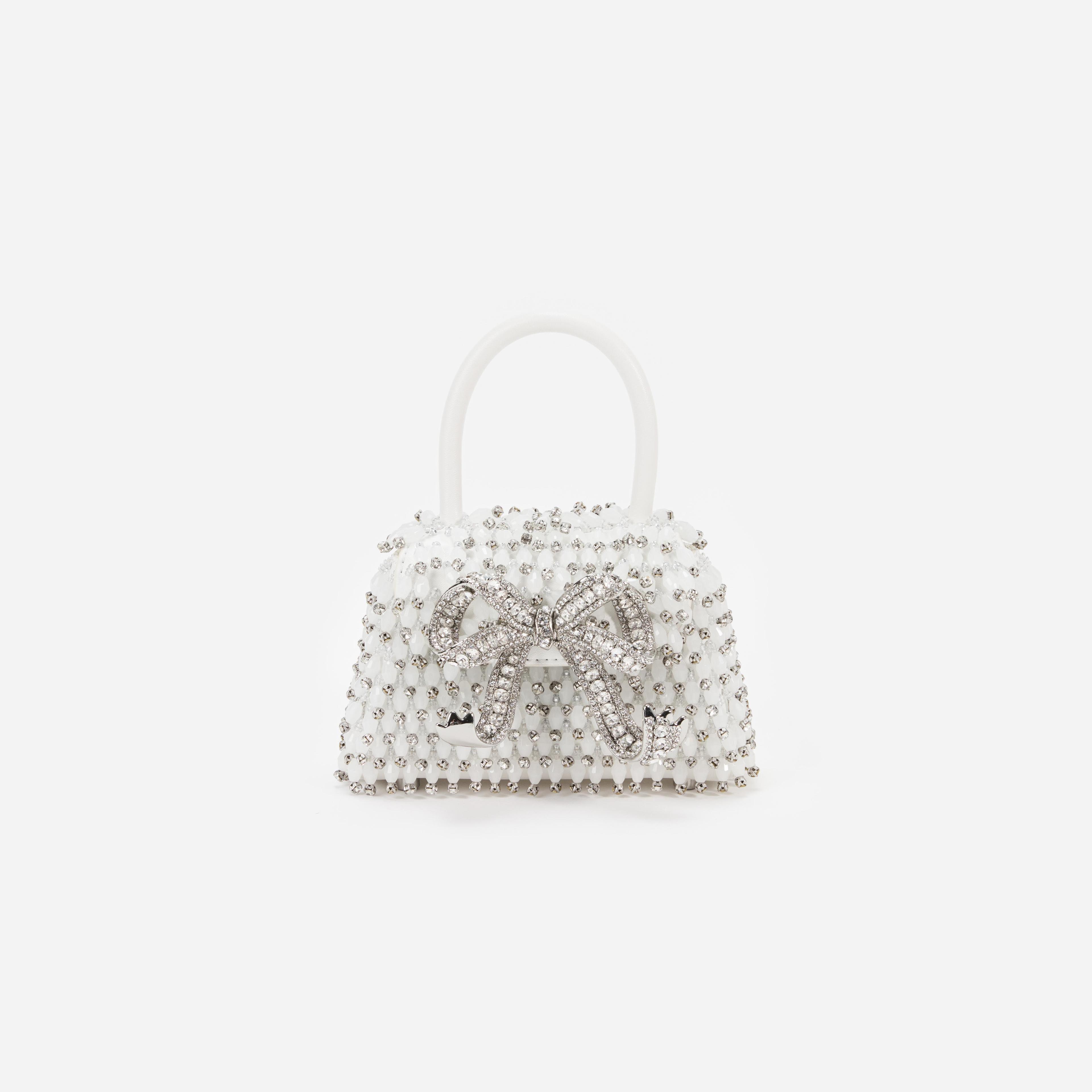 White Embellished Micro Bow Bag product image