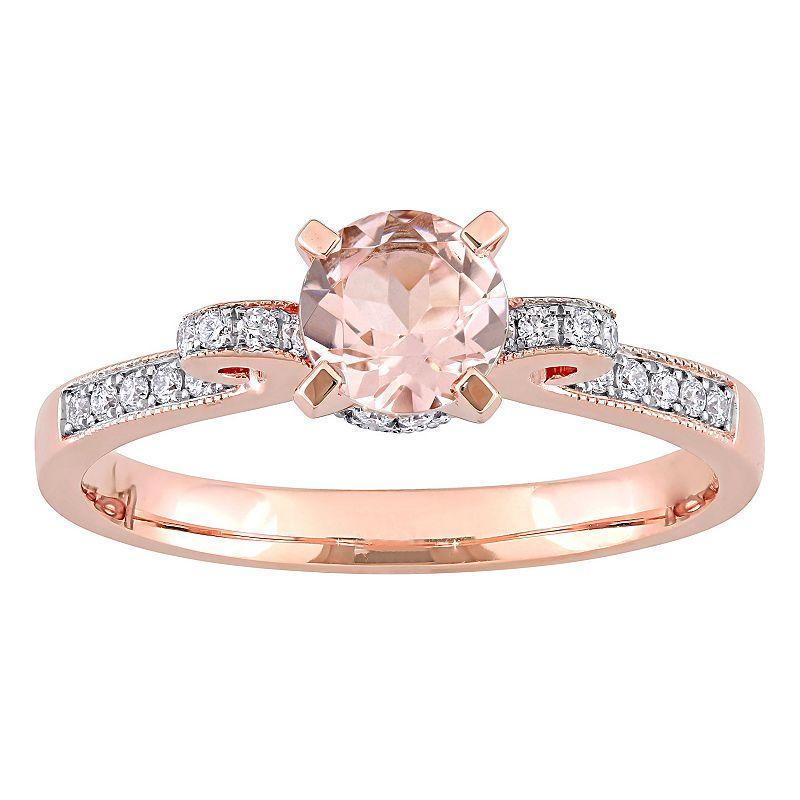 Stella Grace 14k Rose Gold Morganite & 1/4 Carat T.W. Diamond Ribbon Engagement Ring, Womens, Pink Product Image