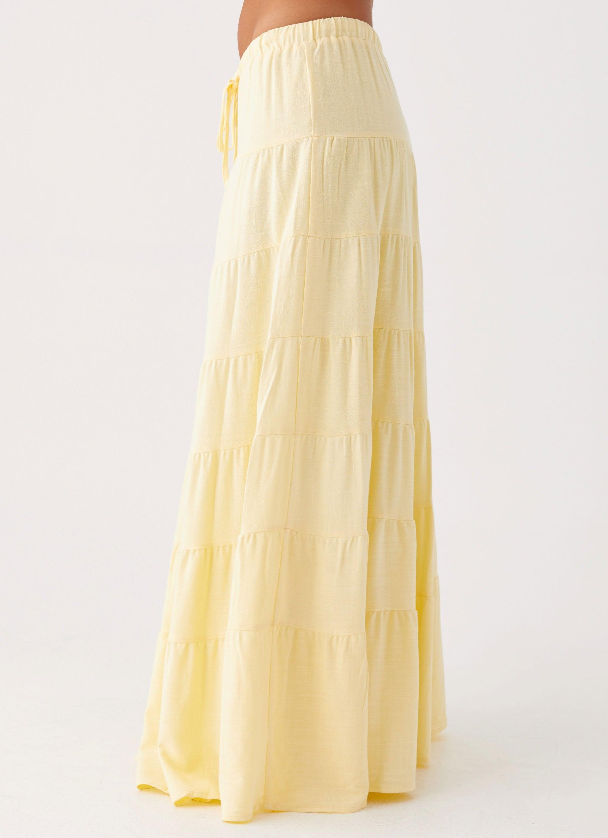 Mariella Linen Maxi Skirt - Yellow Product Image