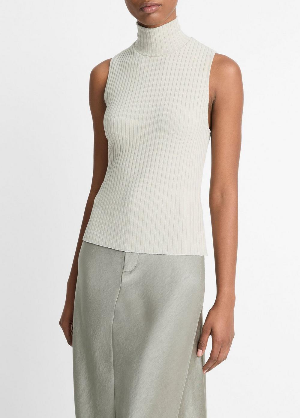 Ribbed Cotton-Blend Turtleneck Top Product Image