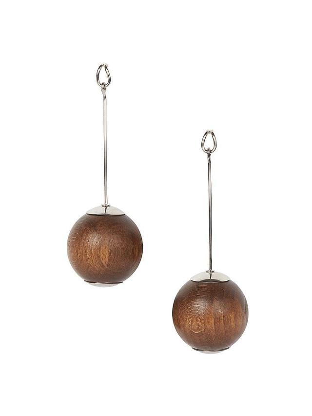 Mens Les Grandes Boucles Wood & Brass Drop Earrings Product Image